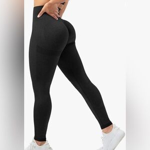 🏃🏽‍♀️High Rise Black Stretch Leggings Booty Lifting, women’s size L EUC